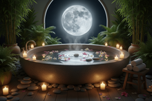 Load image into Gallery viewer, create a spa bath with a full moon in the background
